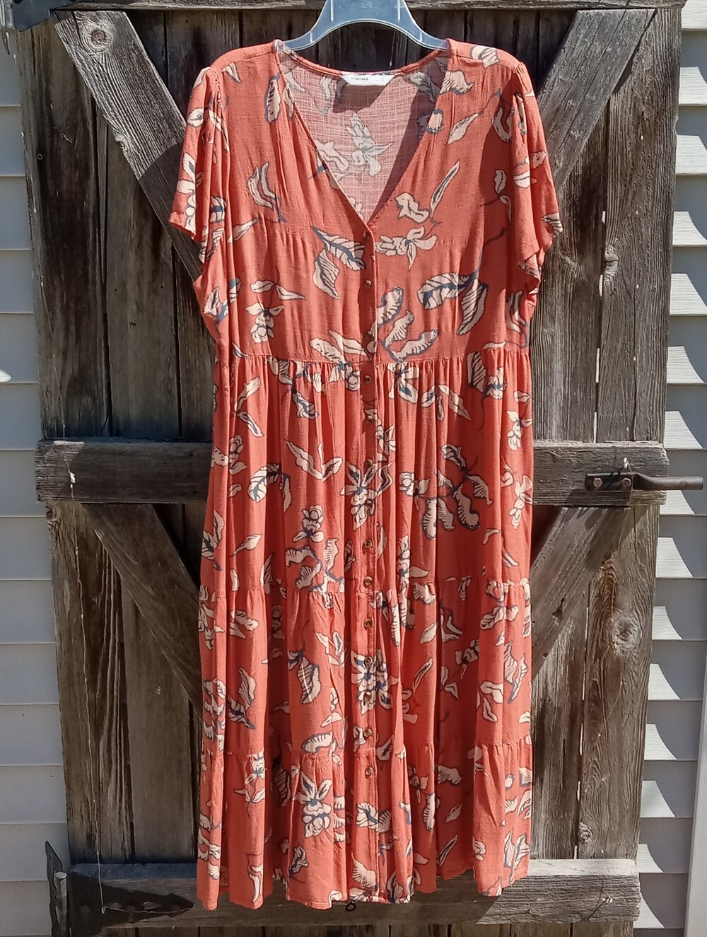 NWOT Sonoma Button Front Tiered Midi Dress, XL